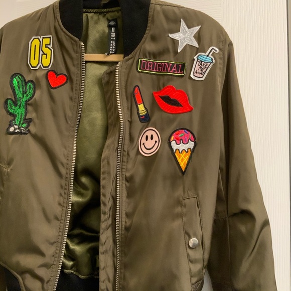 Design Lab army green bomber jacket - Picture 3 of 7